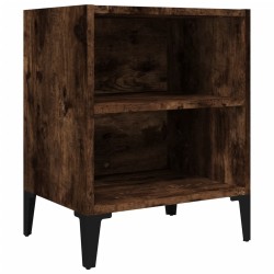 Table de chevet avec pieds en métal Chêne fumé 40x30x50 cm 