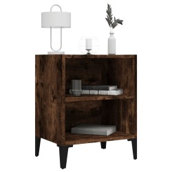 Table de chevet avec pieds en métal Chêne fumé 40x30x50 cm 