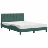 Lit avec matelas vert foncé 140x190 cm velours 