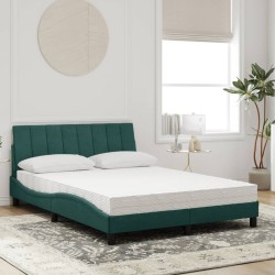 Lit avec matelas vert foncé 140x190 cm velours 