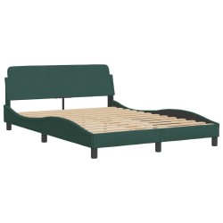 Lit avec matelas vert foncé 140x190 cm velours 