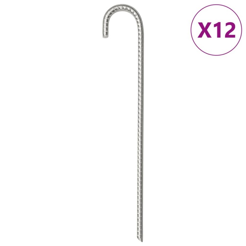 Piquets de tente 12 pcs 37 cm Ø10 mm acier galvanisé 