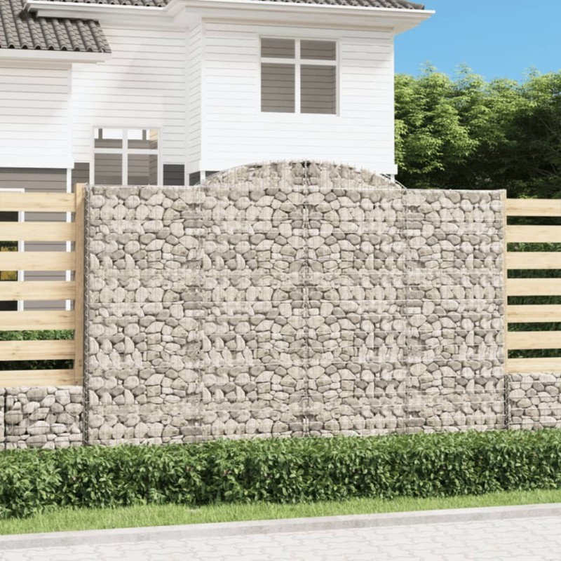 Paniers à gabions arqués 2 pcs 300x30x200/220 cm fer galvanisé 