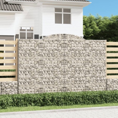 Paniers à gabions arqués 2 pcs 300x30x200/220 cm fer galvanisé 