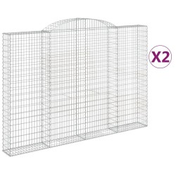 Paniers à gabions arqués 2 pcs 300x30x200/220 cm fer galvanisé 