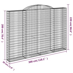 Paniers à gabions arqués 2 pcs 300x30x200/220 cm fer galvanisé 