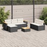 Salon de jardin 5 pcs avec coussins noir résine tressée acacia 