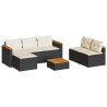 Salon de jardin 5 pcs avec coussins noir résine tressée acacia 