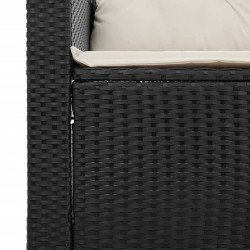 Salon de jardin 5 pcs avec coussins noir résine tressée acacia 