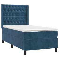 Sommier à lattes de lit avec matelas Bleu foncé 100x200 cm 