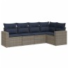 Salon de jardin 5 pcs avec coussins gris résine tressée 