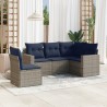 Salon de jardin 5 pcs avec coussins gris résine tressée 