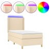 Sommier à lattes de lit matelas et LED Crème 90x200 cm Tissu 