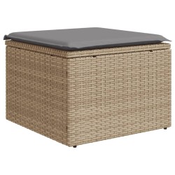Salon de jardin avec coussins 7 pcs beige résine tressée 
