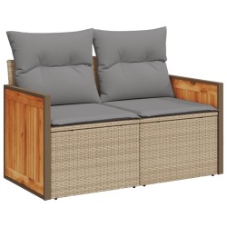 Salon de jardin avec coussins 7 pcs beige résine tressée 