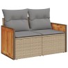 Salon de jardin avec coussins 7 pcs beige résine tressée 