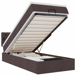 Cadre de lit ottoman avec matelas marron foncé 90x190 cm tissu 