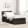 Cadre de lit ottoman avec matelas marron foncé 90x190 cm tissu 