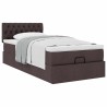 Cadre de lit ottoman avec matelas marron foncé 90x190 cm tissu 