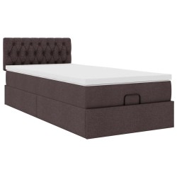 Cadre de lit ottoman avec matelas marron foncé 90x190 cm tissu 