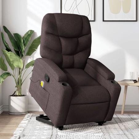 Fauteuil inclinable de massage Marron foncé Tissu 