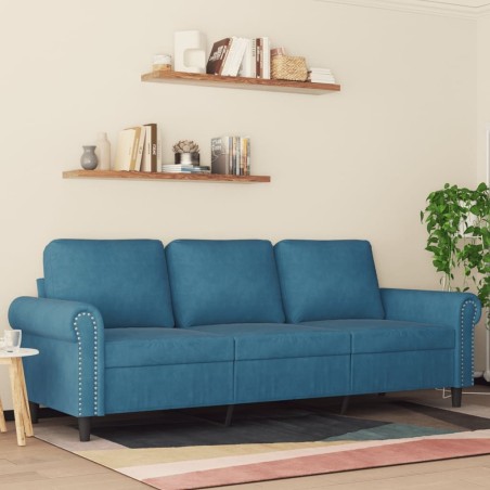 Canapé à 3 places Bleu 180 cm Velours 