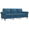 Canapé à 3 places Bleu 180 cm Velours 