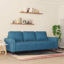 Canapé à 3 places Bleu 180 cm Velours 