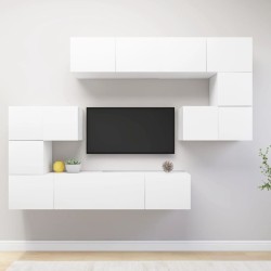 Ensemble de meubles TV 8 pcs Blanc Bois d'ingénierie 