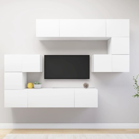Ensemble de meubles TV 8 pcs Blanc Bois d'ingénierie 