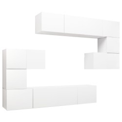 Ensemble de meubles TV 8 pcs Blanc Bois d'ingénierie 