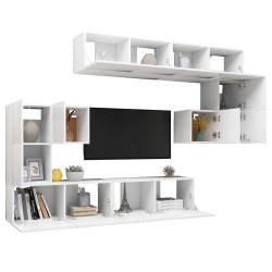 Ensemble de meubles TV 8 pcs Blanc Bois d'ingénierie 