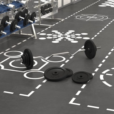 Barre d'haltères avec plaques 60 kg fonte et acier chromé 