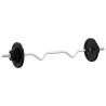 Barre d'haltères avec plaques 60 kg fonte et acier chromé 
