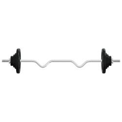 Barre d'haltères avec plaques 60 kg fonte et acier chromé 