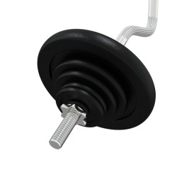 Barre d'haltères avec plaques 60 kg fonte et acier chromé 
