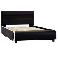 Cadre de lit avec LED Noir Similicuir 90x200 cm  