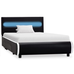 Cadre de lit avec LED Noir Similicuir 90x200 cm  