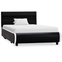 Cadre de lit avec LED Noir Similicuir 90x200 cm  
