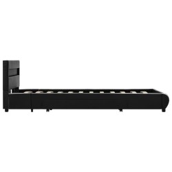 Cadre de lit avec LED Noir Similicuir 90x200 cm  