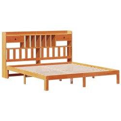 Lit bibliothèque sans matelas cire marron 180x200 cm pin massif 