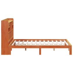 Lit bibliothèque sans matelas cire marron 180x200 cm pin massif 