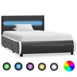 Cadre de lit avec LED Anthracite Similicuir 90x200 cm  