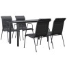 Ensemble à manger de jardin 5 pcs noir textilène et acier 