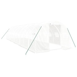 Serre avec cadre en acier blanc 30 m² 10x3x2 m 
