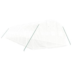 Serre avec cadre en acier blanc 30 m² 10x3x2 m 
