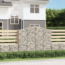 Paniers à gabions arqués 2 pcs 200x30x160/180 cm Fer galvanisé 