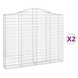 Paniers à gabions arqués 2 pcs 200x30x160/180 cm Fer galvanisé 