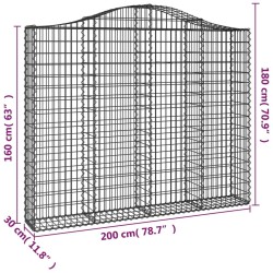 Paniers à gabions arqués 2 pcs 200x30x160/180 cm Fer galvanisé 