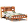Lit bibliothèque sans matelas cire marron 150x200 cm pin massif 